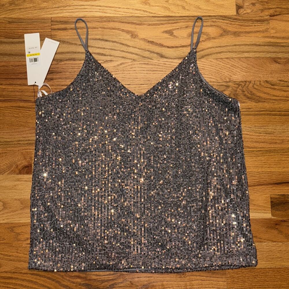 Calvin Klein Women's Sequin Strappy Camisole Silver Size Medium MSRP $64 NEW NWT - Picture 6 of 8